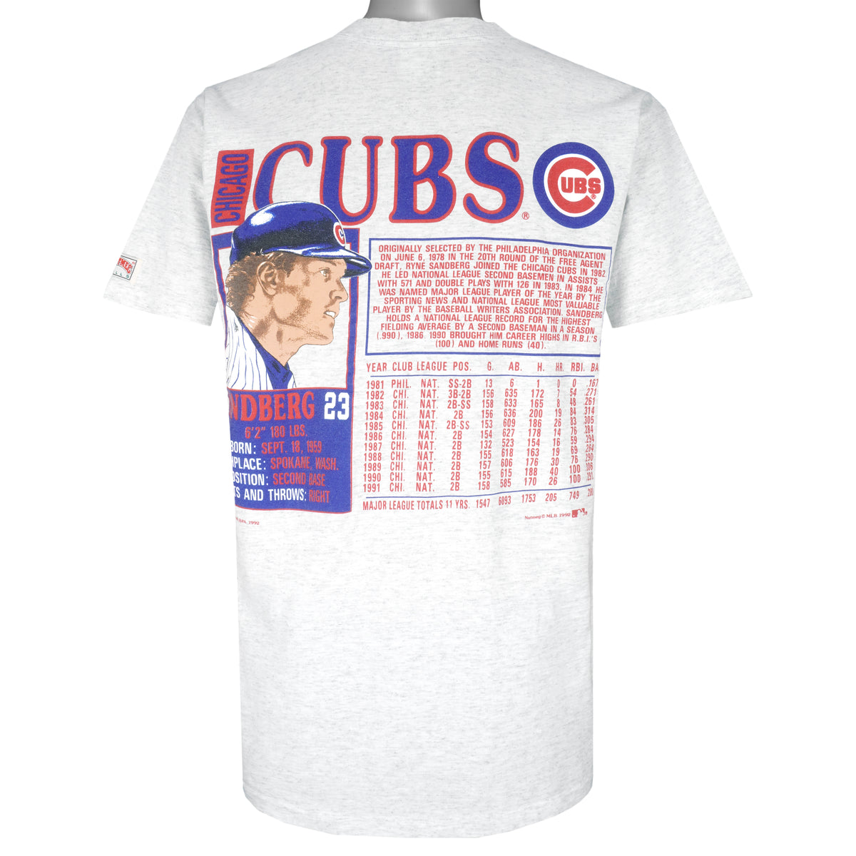MLB - Chicago Cubs, Ryne Sandberg T-Shirt 1992 X-Large Vintage Retro Baseball