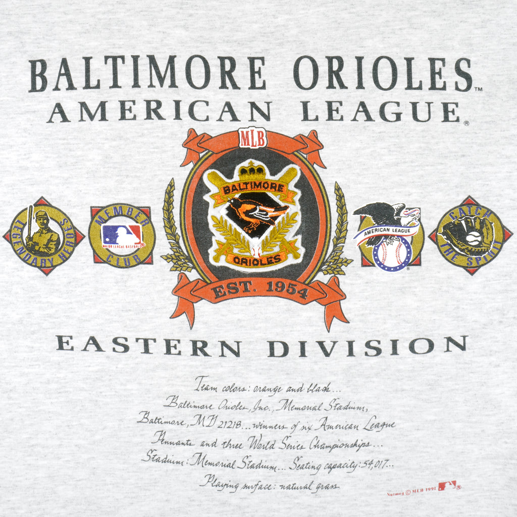 MLB (Nutmeg) - Baltimore Orioles Spell-Out T-Shirt 1991 X-Large Vintage Retro Baseball