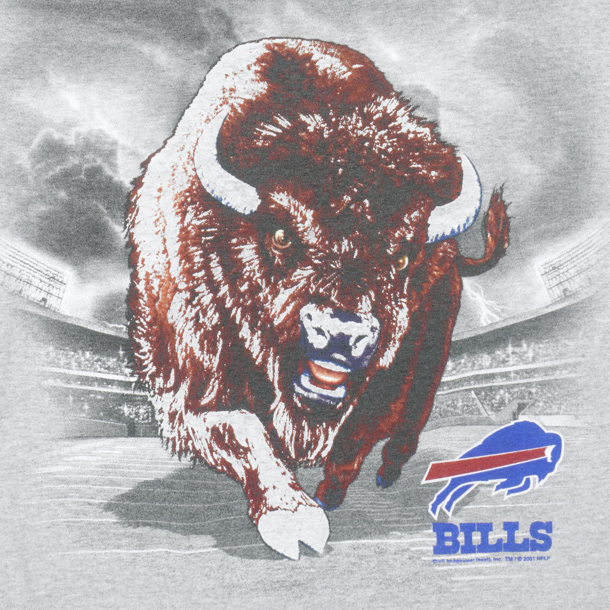 NFL (Lee) - Grey Buffalo Bills Big Logo T-Shirt 2001 Medium Vintage Retro Football