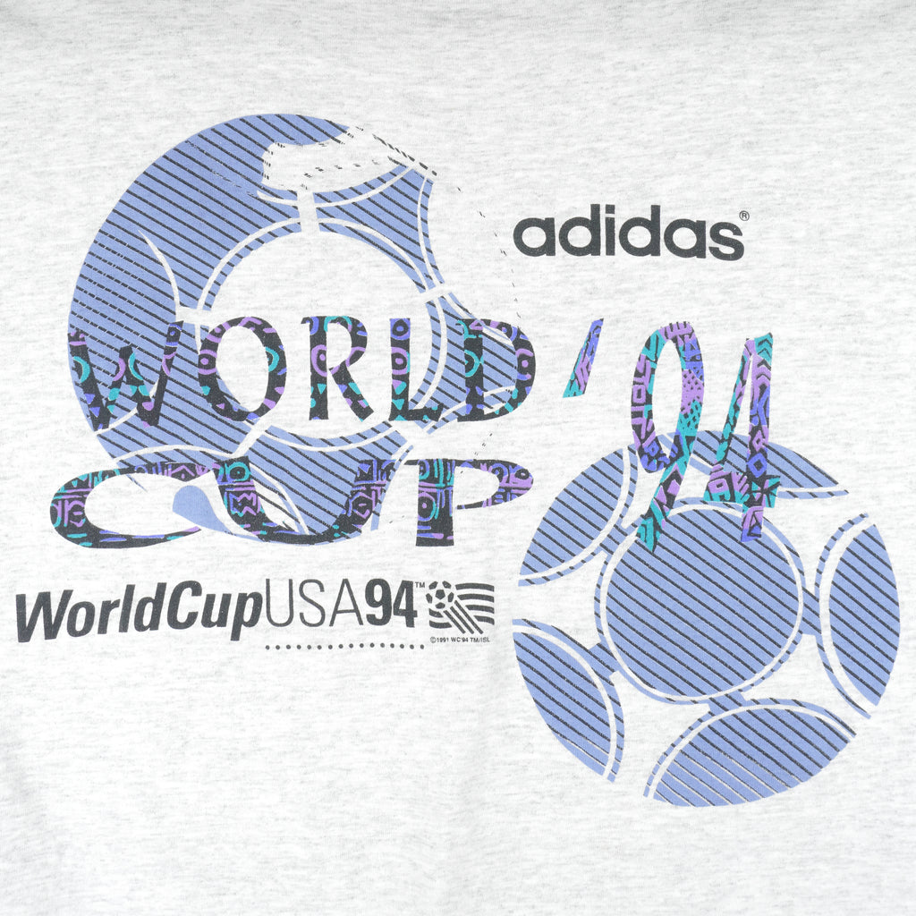 Adidas - Grey World Cup USA T-Shirt 1994 Medium Vintage Retro