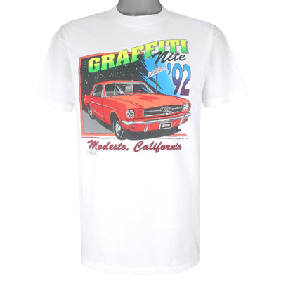 Vintage - Graffiti Nite Classic Cars Modesto, California T-Shirt 1992 Large