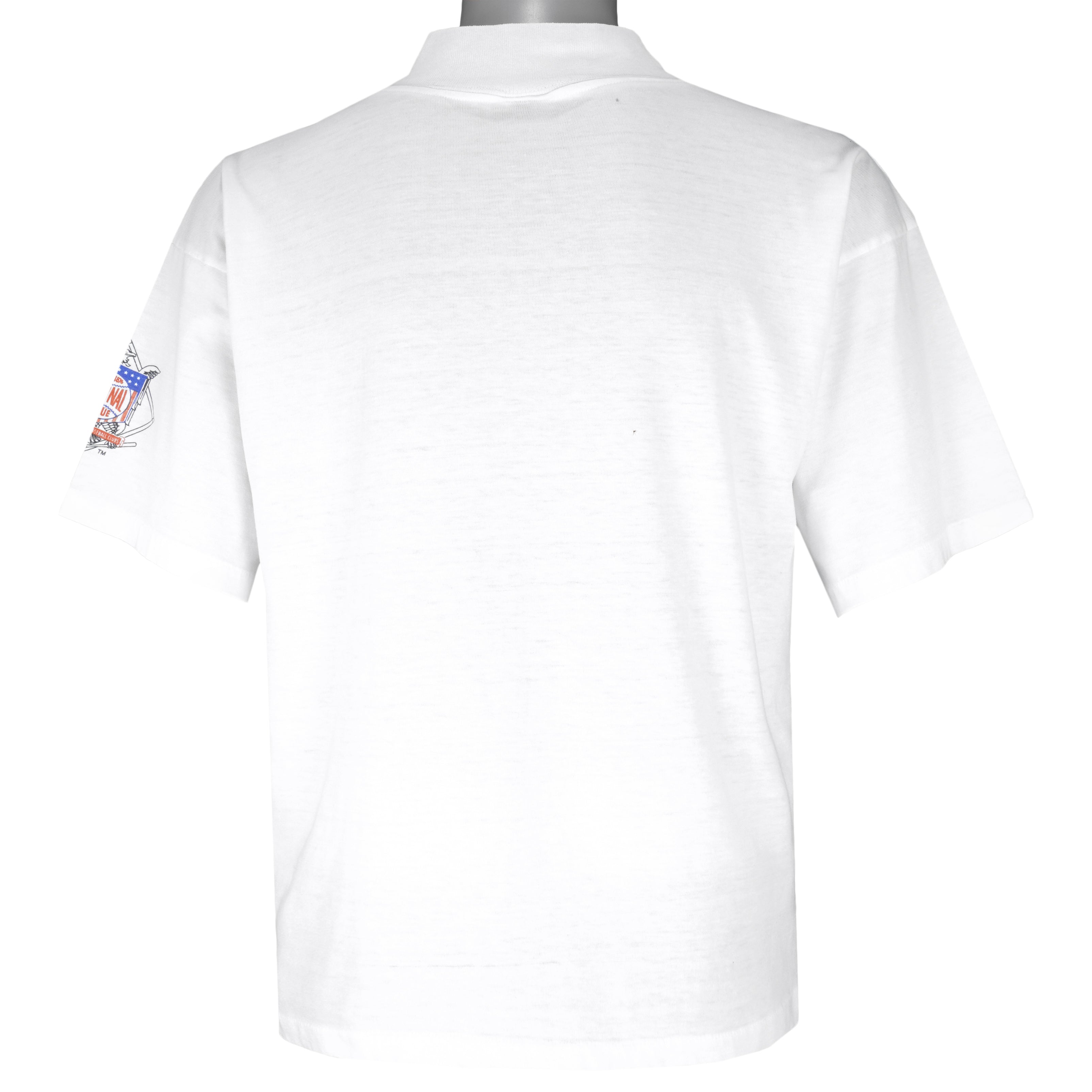 MLB (Caribe) - New York Mets Spell-Out T-Shirt 1989 Large Vintage Retro Baseball