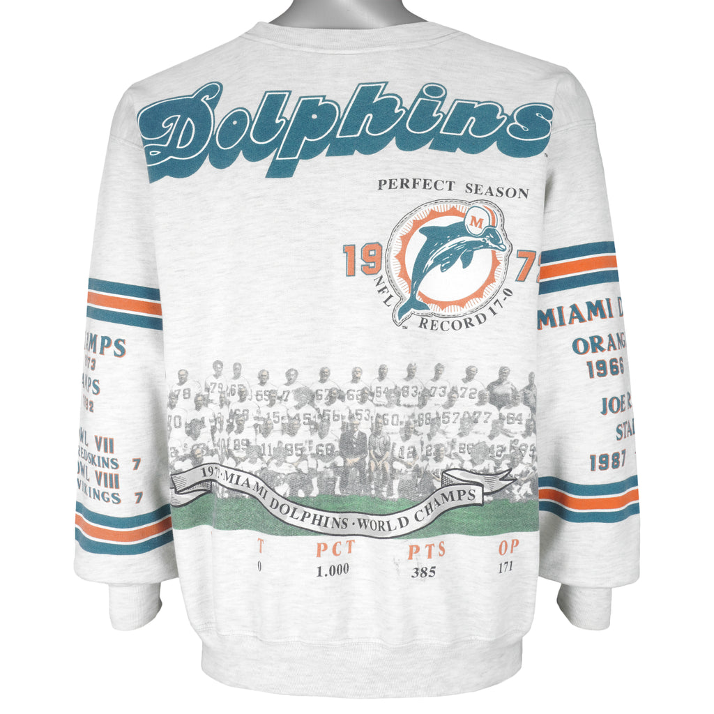 NFL - Miami Dolphins Spell-Out Crew Neck Sweatshirt 1990s X-Large Vintage Retro Football