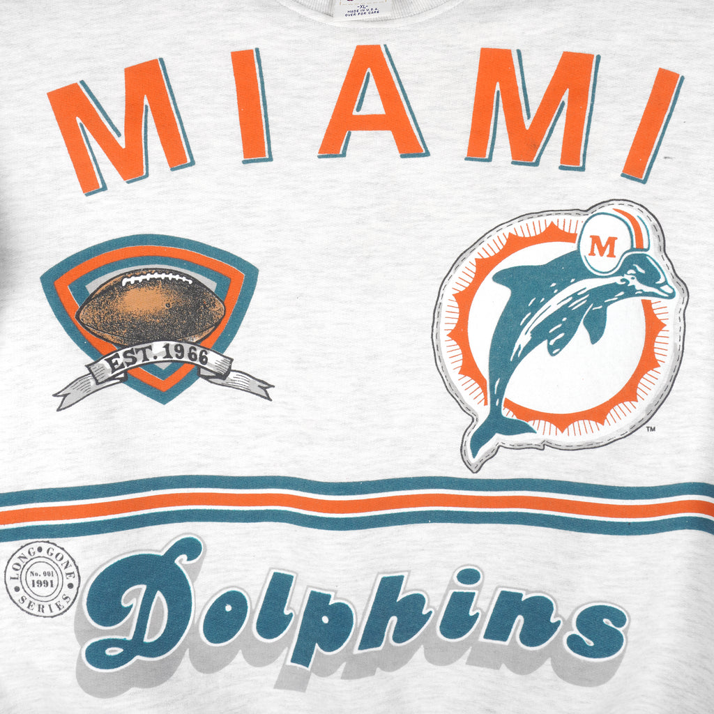 NFL - Miami Dolphins Spell-Out Crew Neck Sweatshirt 1990s X-Large Vintage Retro Football