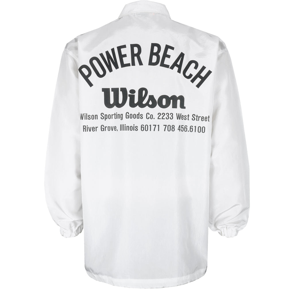 Wilson - White Button-Up Windbreaker 1990s Large Vintage Retro