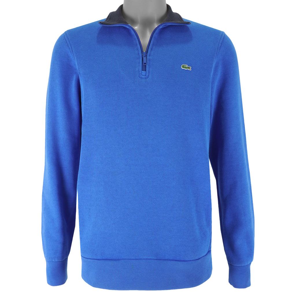 Lacoste - Blue 1/4 Zip Sweatshirt 1990s Medium Vintage Retro