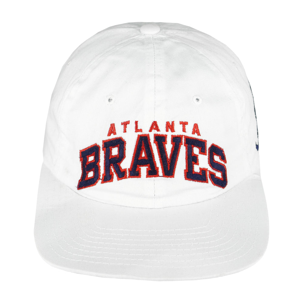 Starter - White Atlanta Braves Snapback Hat 1990s OSFA Vintage Retro Baseball
