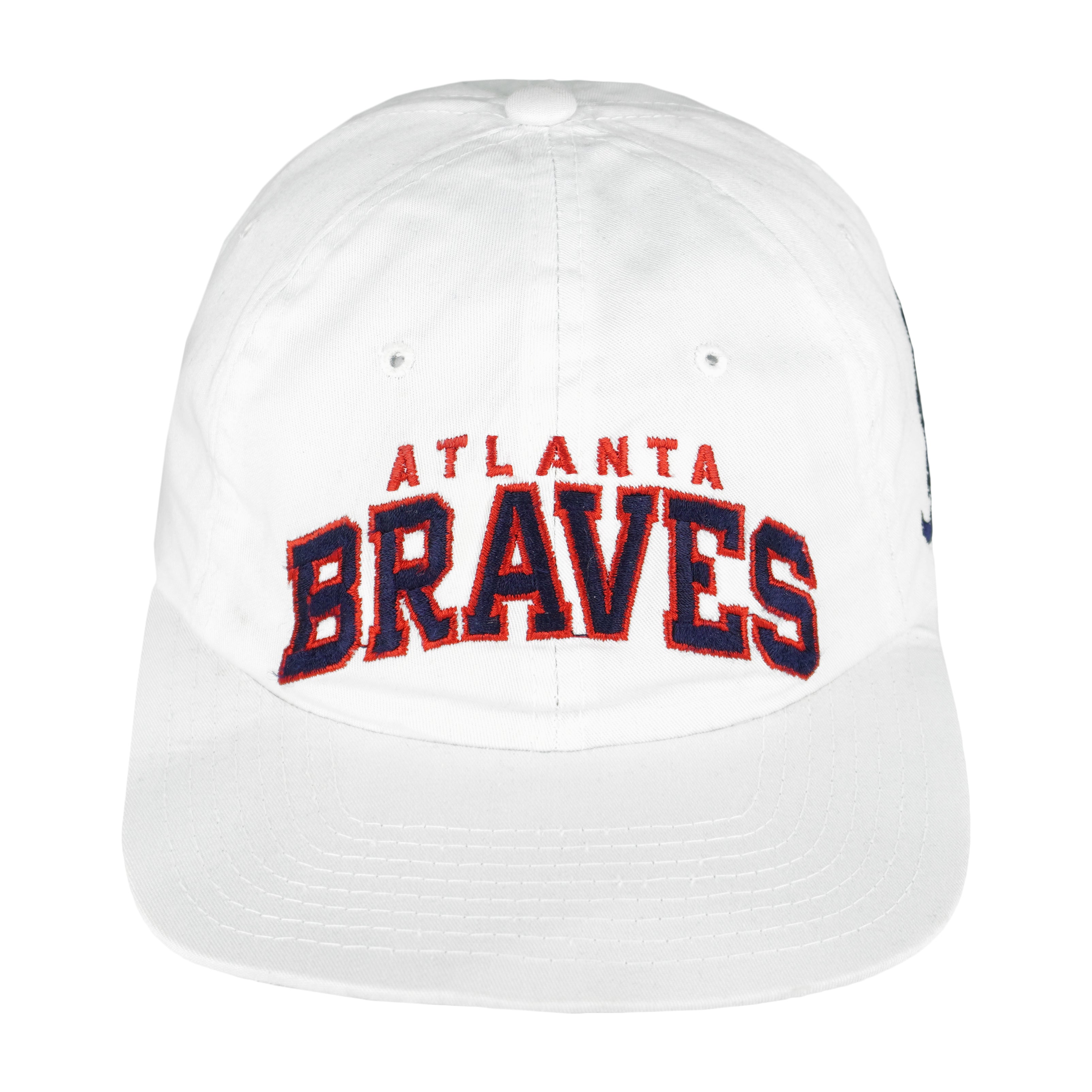 Starter - White Atlanta Braves Snapback Hat 1990s OSFA Vintage Retro Baseball