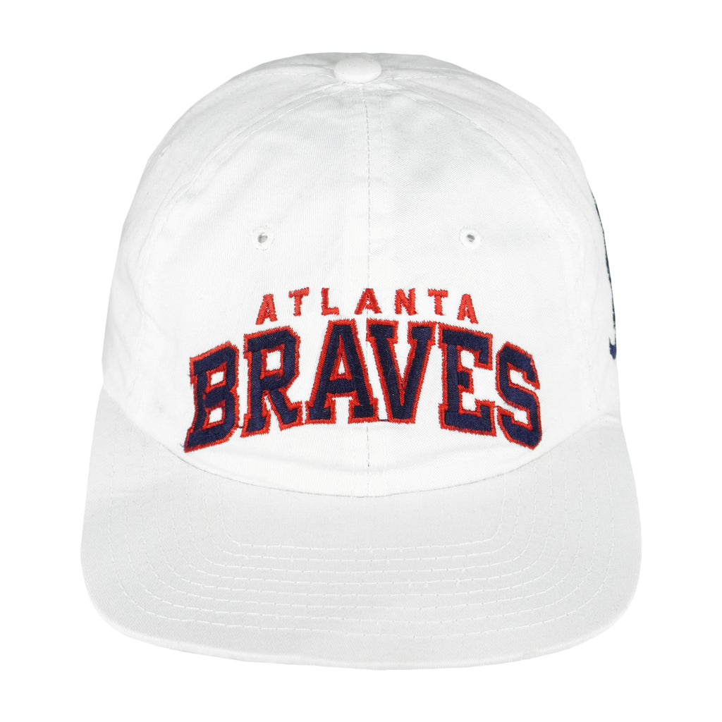 Starter - White Atlanta Braves Snapback Hat 1990s OSFA Vintage Retro Baseball