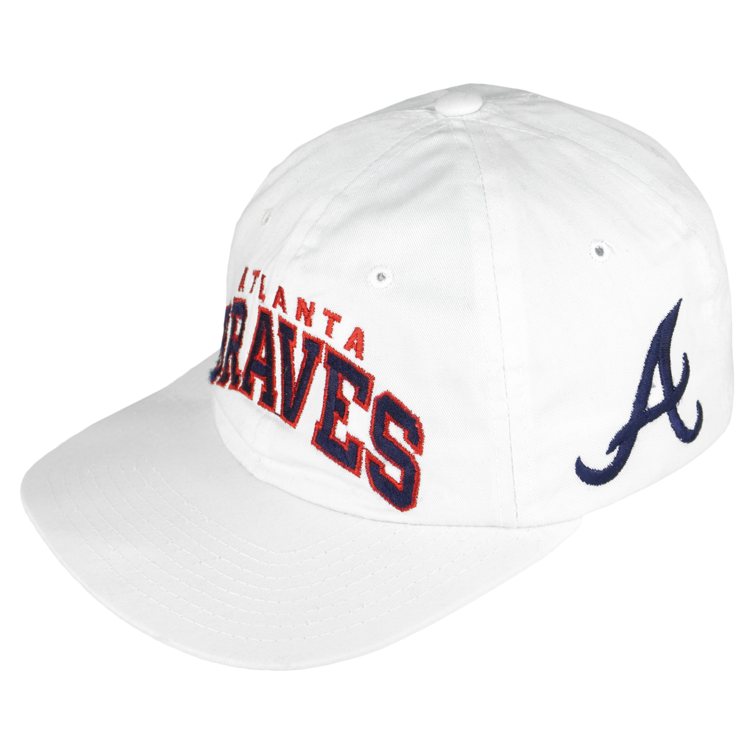 Starter - White Atlanta Braves Snapback Hat 1990s OSFA Vintage Retro Baseball