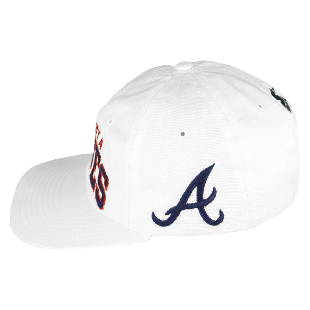 Starter - White Atlanta Braves Snapback Hat 1990s OSFA Vintage Retro Baseball