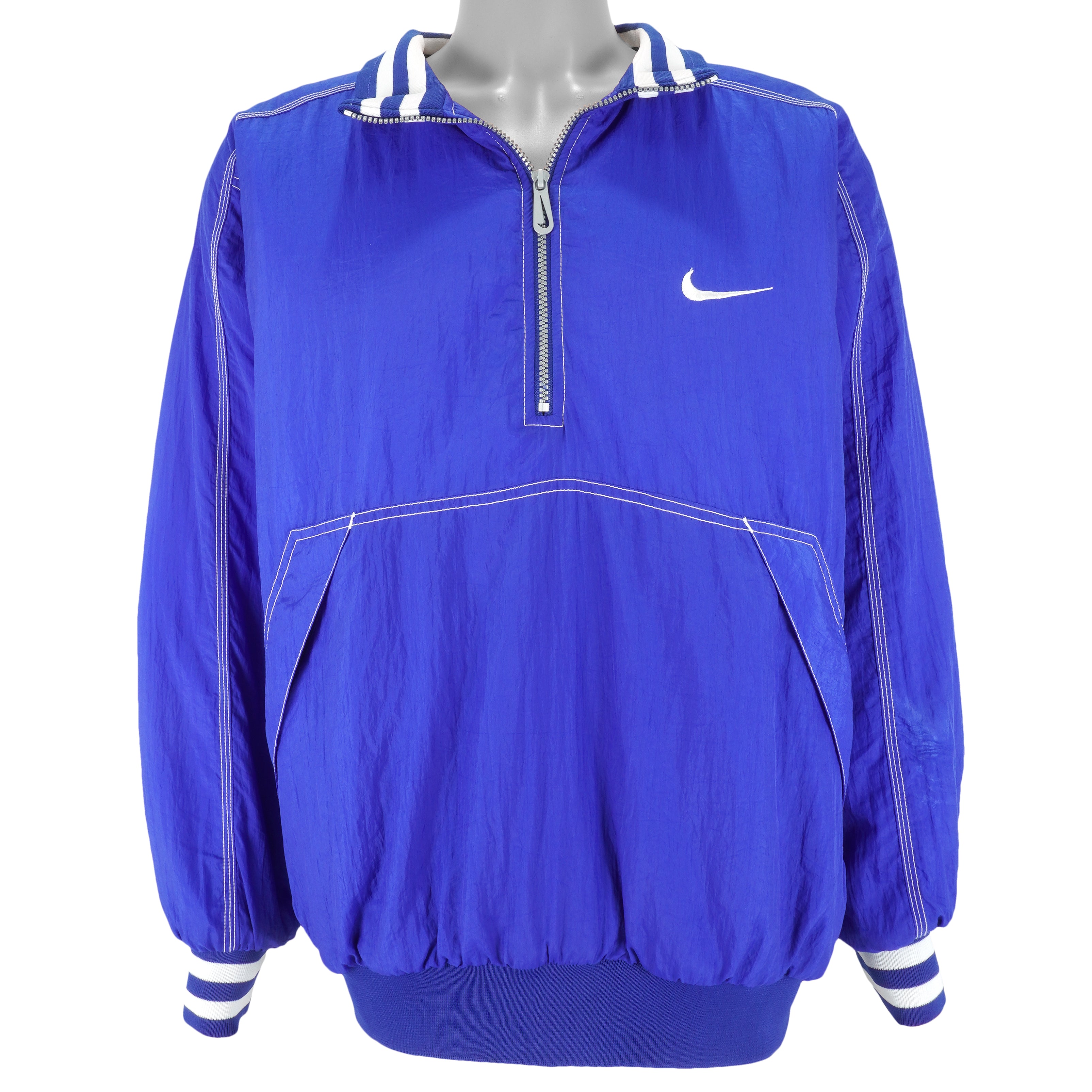 Nike  - Blue Embroidered Windbreaker 1990s Large Vintage Retro