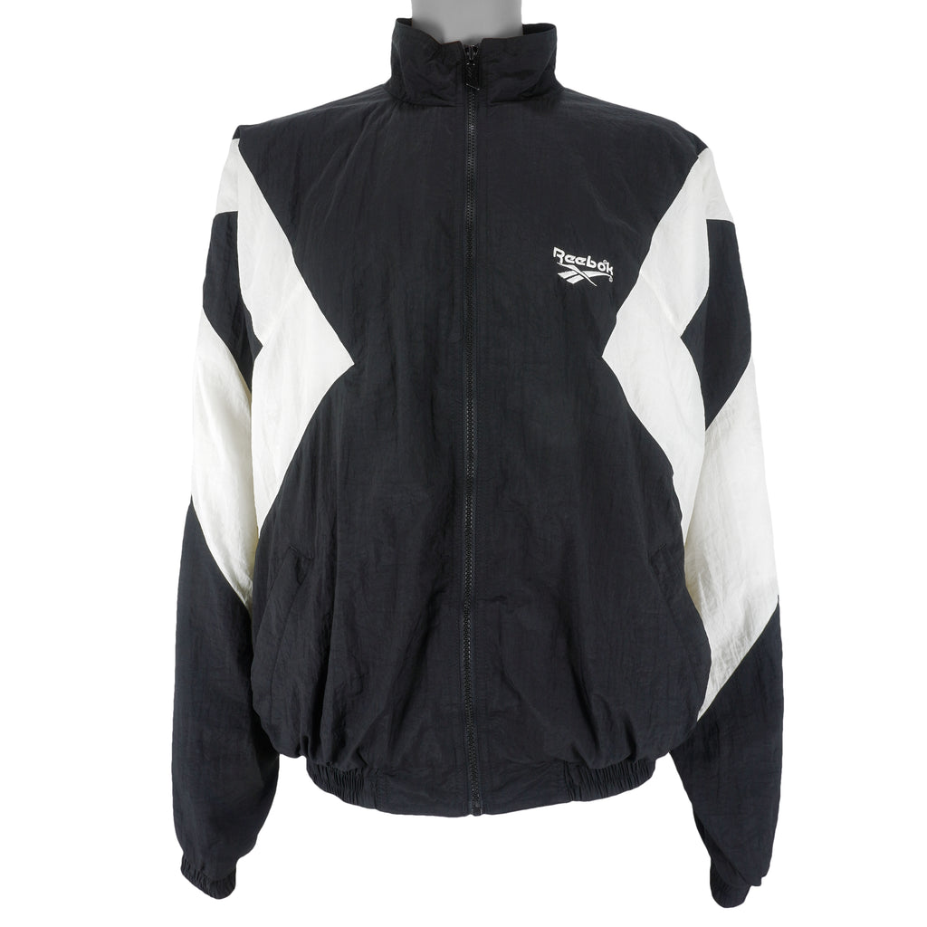 Reebok - B&W Zip-Up Windbreaker 1990s X-Large Vintage Retro