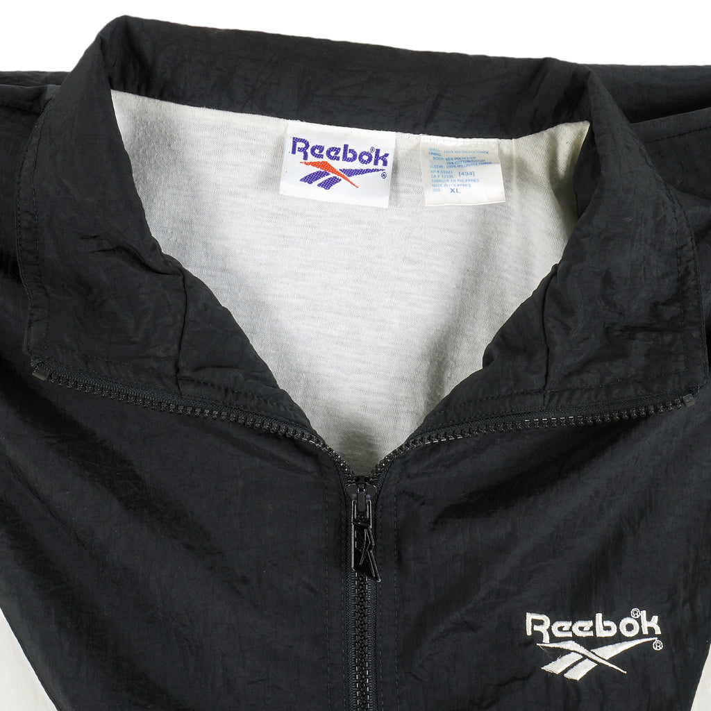 Reebok - B&W Zip-Up Windbreaker 1990s X-Large Vintage Retro