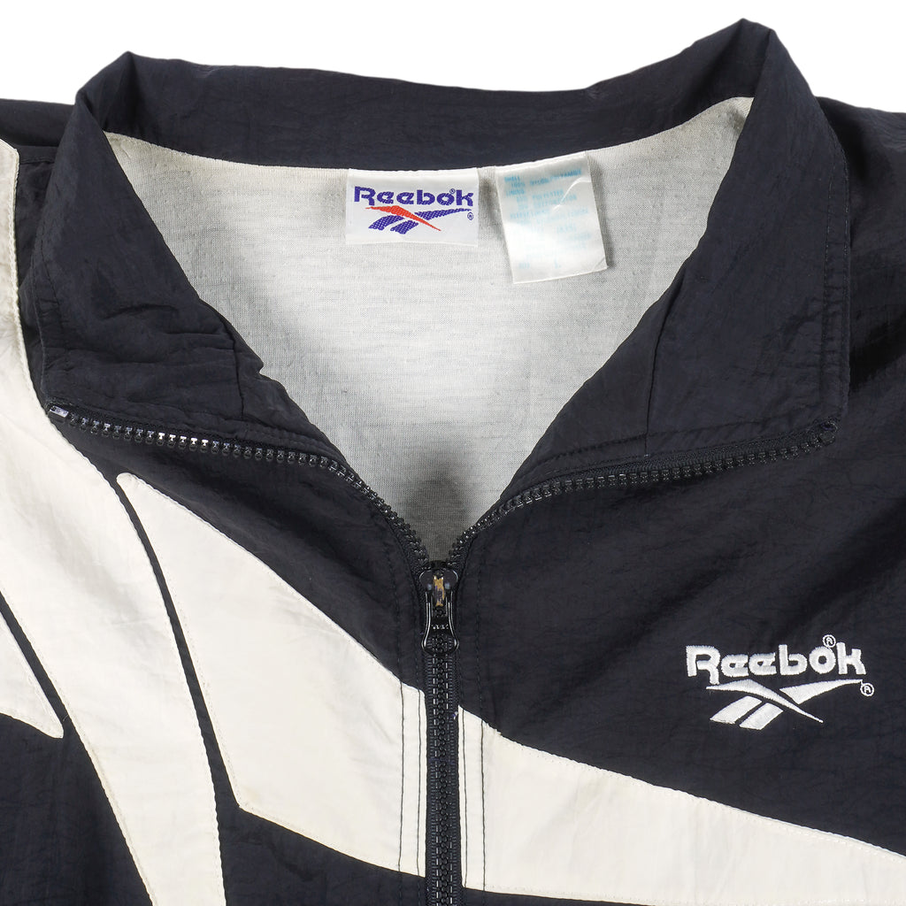 Reebok - B&W Kamikaze Windbreaker 1990s Large Vintage Retro