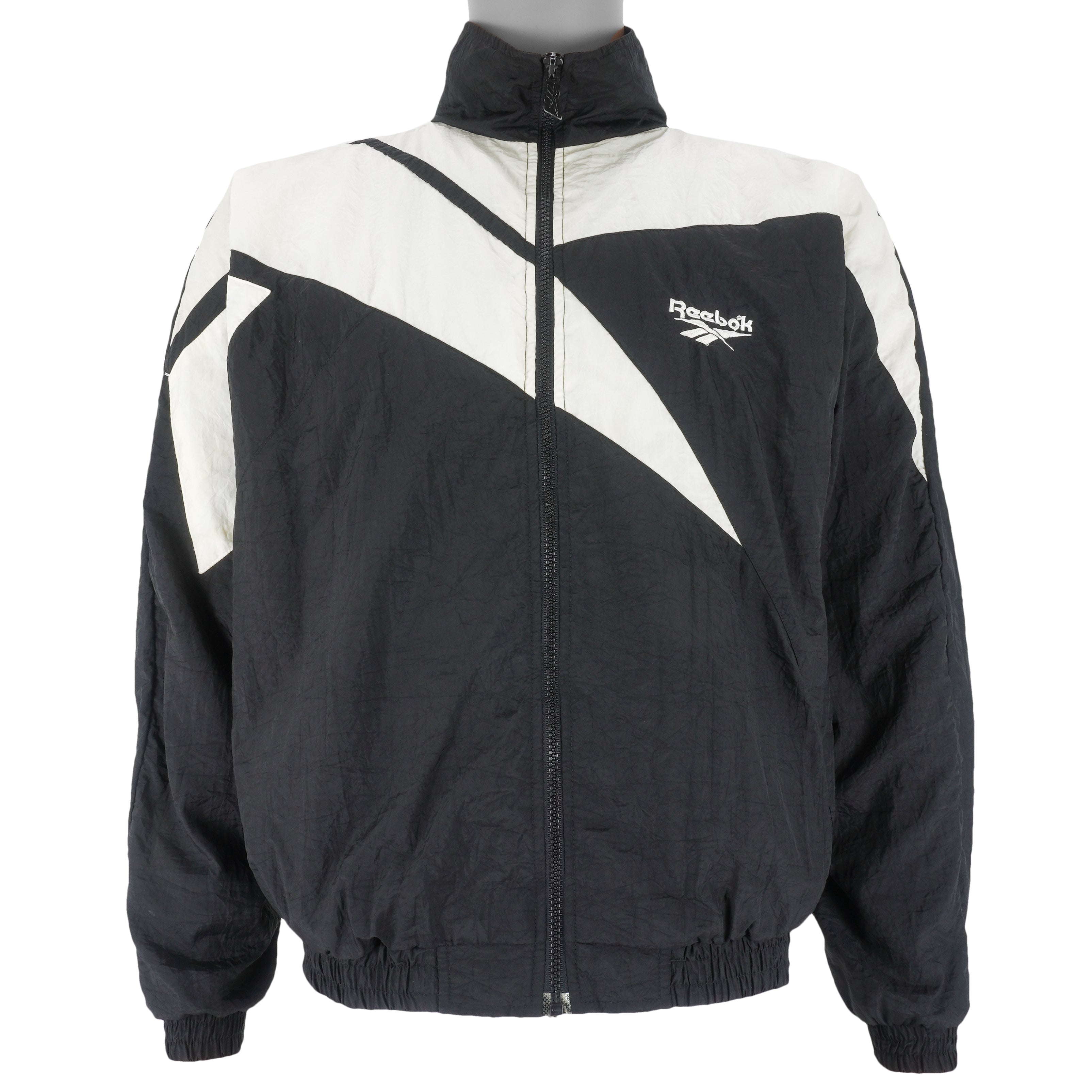 Reebok - B&W Kamikaze Windbreaker 1990s Small Vintage Retro