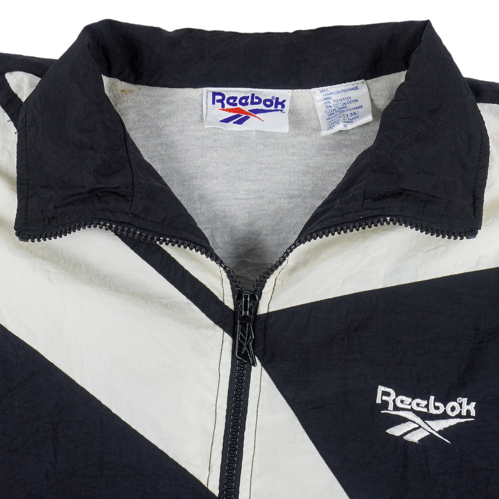 Reebok - B&W Kamikaze Windbreaker 1990s Small Vintage Retro