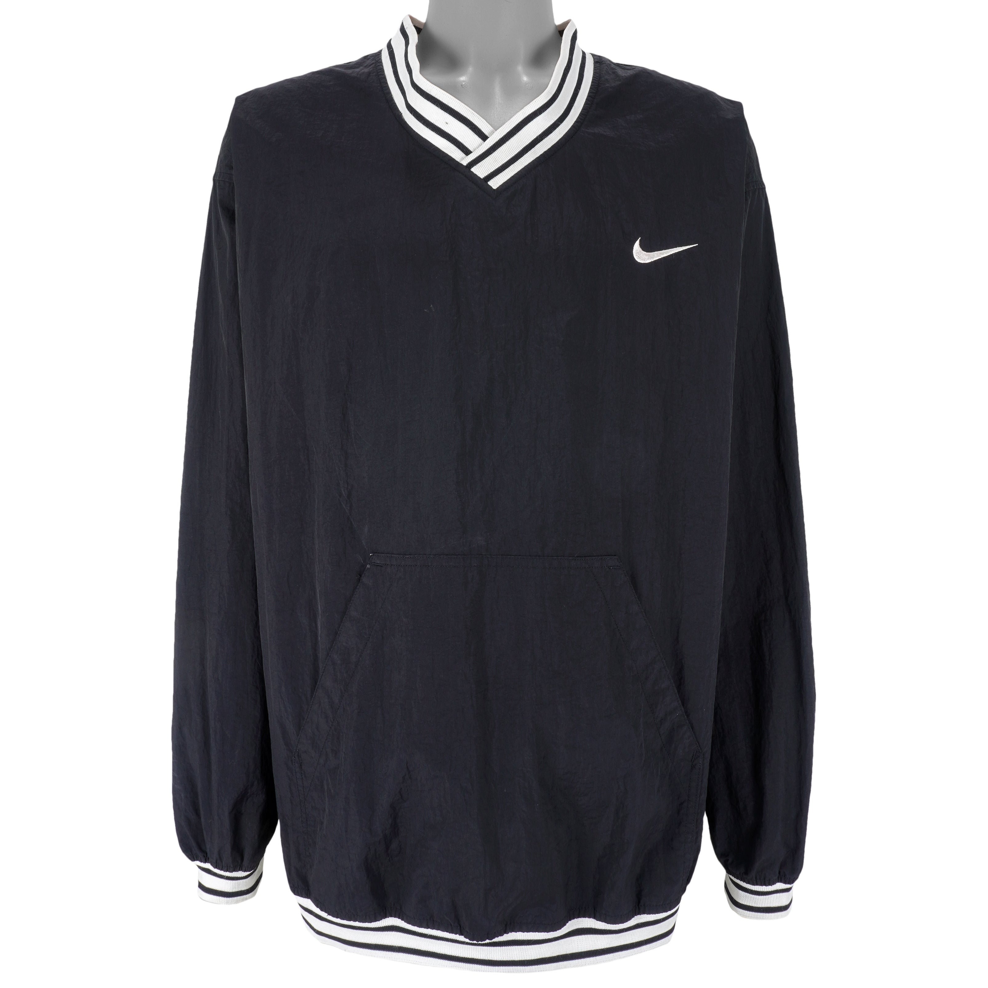 Nike - Black Embroidered Windbreaker 1990s XX-Large Vintage Retro
