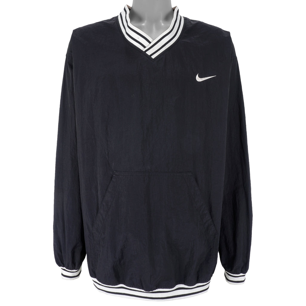 Nike - Black Embroidered Windbreaker 1990s XX-Large Vintage Retro