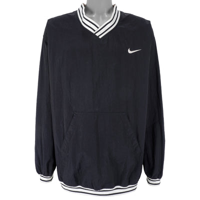 Nike - Black Embroidered Pullover Windbreaker 1990s XX-Large