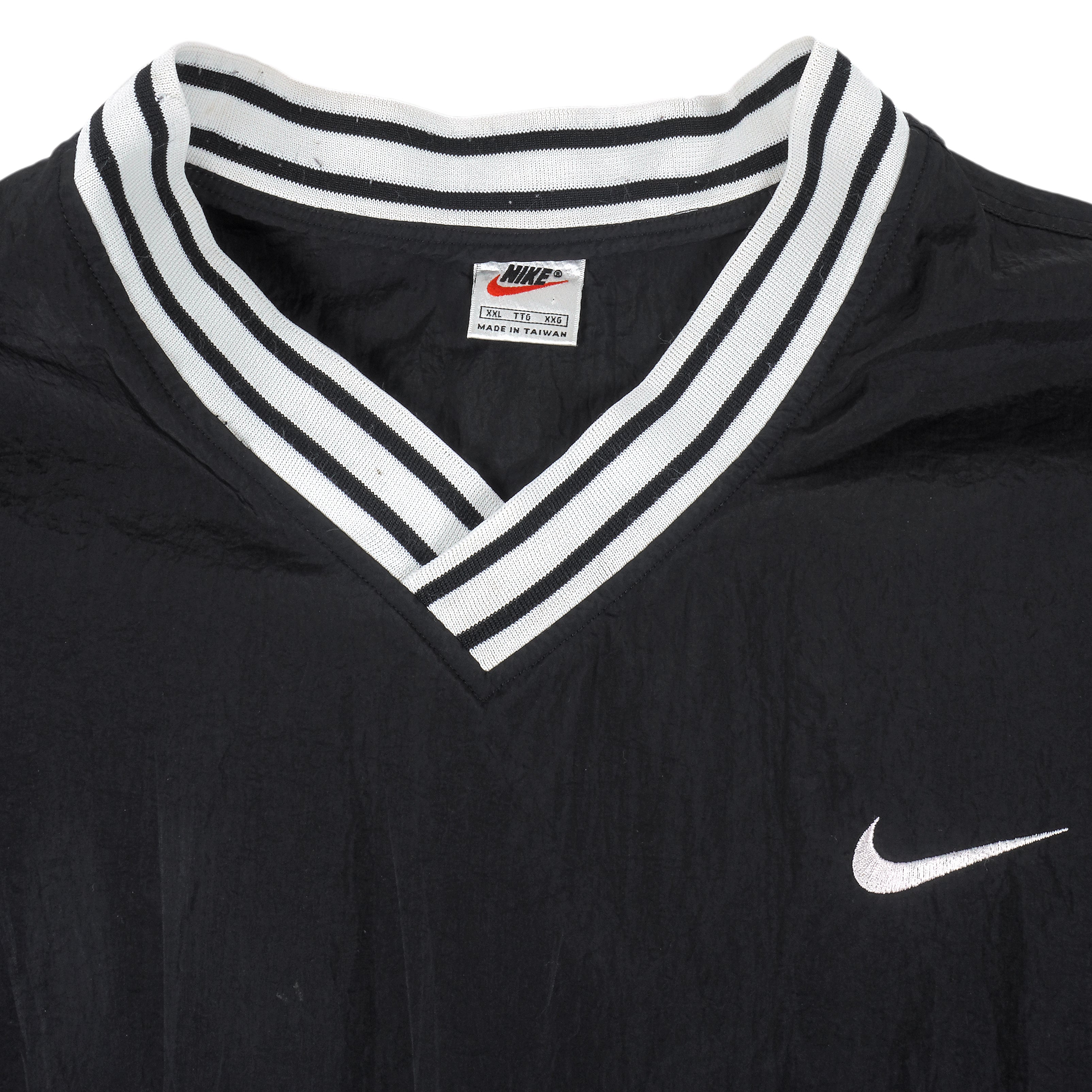 Nike - Black Embroidered Windbreaker 1990s XX-Large Vintage Retro