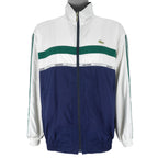Lacoste - White & Blue Taped-Logo Zip-Up Jacket X-Large Vintage Retro