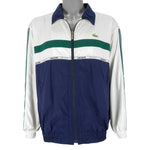 Lacoste - White & Blue Taped-Logo Zip-Up Jacket X-Large Vintage Retro