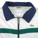 Lacoste - White & Blue Taped-Logo Zip-Up Jacket X-Large Vintage Retro