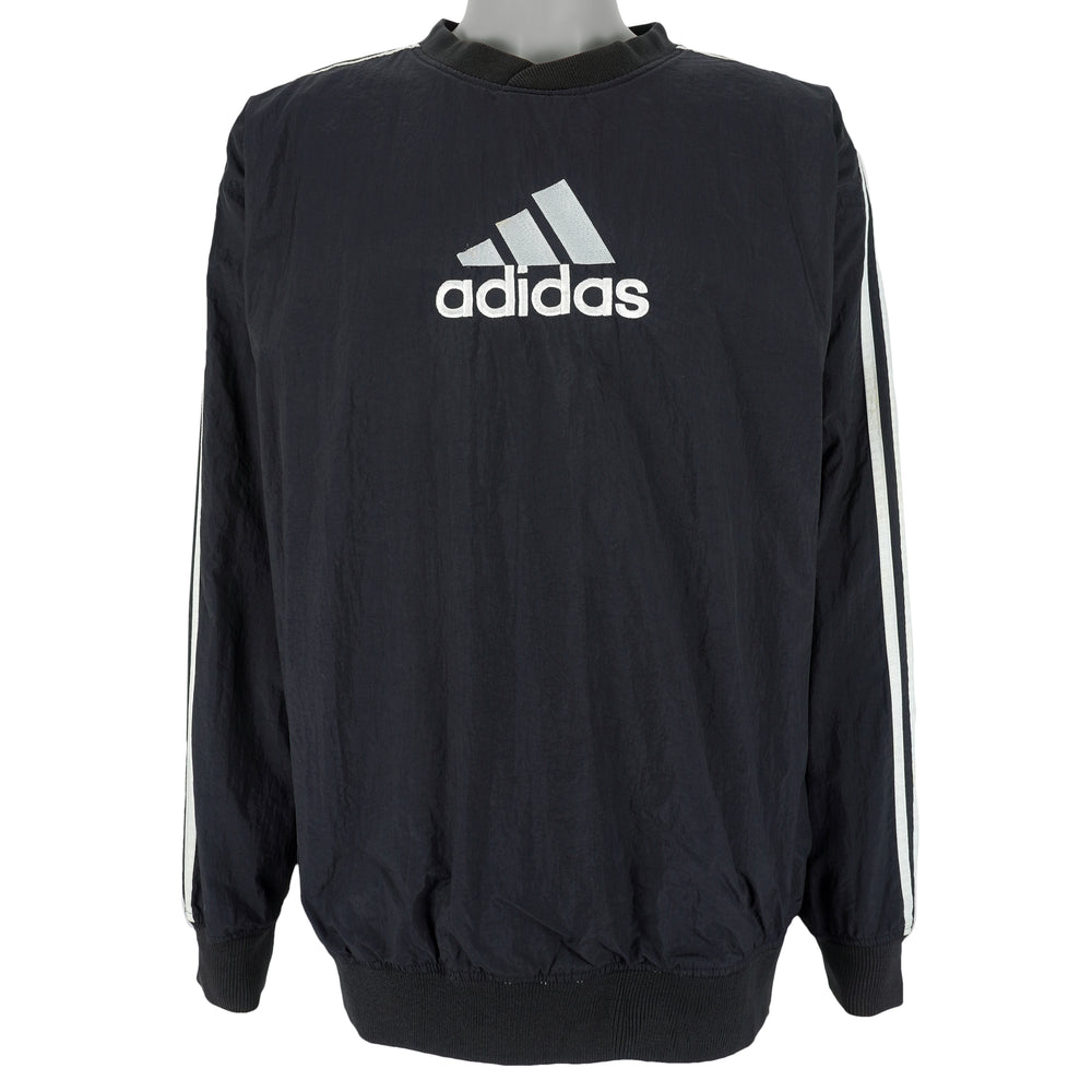 Adidas - Black Pullover Windbreaker 1990s Large Vintage Retro