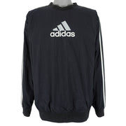 Adidas - Black Pullover Windbreaker 1990s Large Vintage Retro