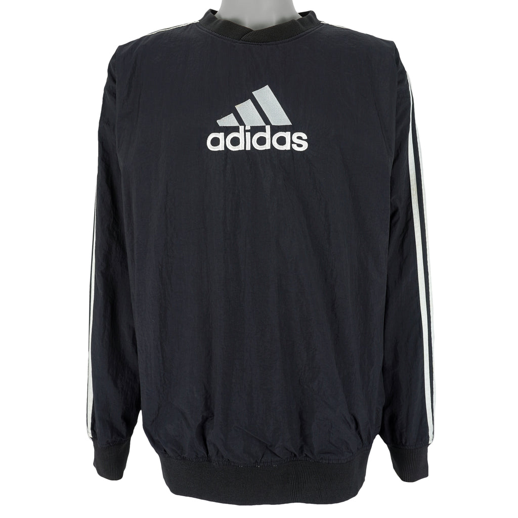 Adidas - Black Pullover Windbreaker 1990s Large Vintage Retro