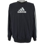 Adidas - Black Embroidered Pullover Windbreaker 1990s Large