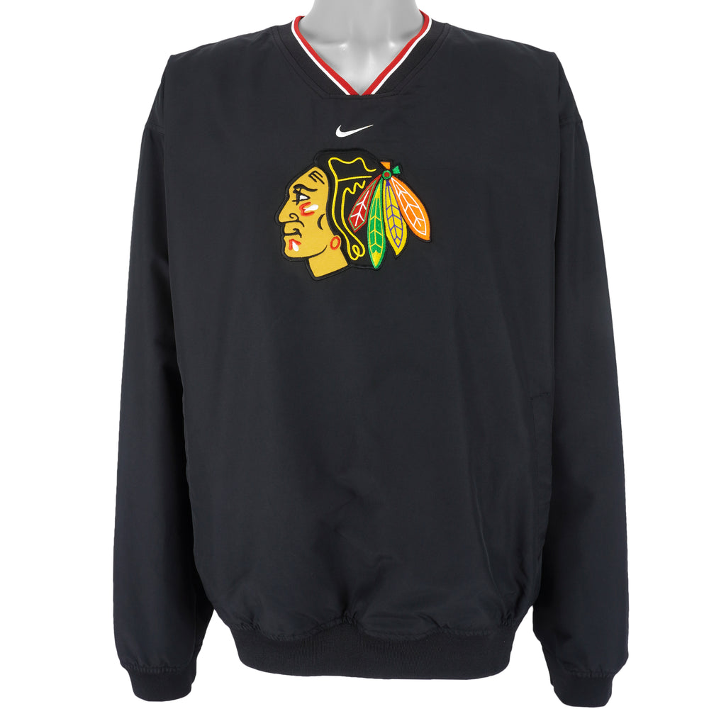 Nike - Chicago Blackhawks Pullover Windbreaker 1990s X-Large Vintage Retro Hockey