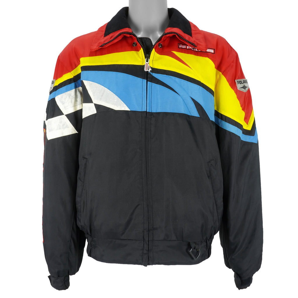 Polaris - Black Zip-Up Racing Jacket 1990s Medium Vintage Retro