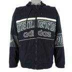 Adidas - Black Athletic Hooded Jacket 1990s Small Vintage Retro
