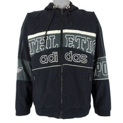Adidas - Black Athletic Hooded Jacket 1990s Small Vintage Retro