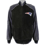 NFL - New England Patriots Zip-Up Leather Jacket 1990s Large Vintage Retro Football