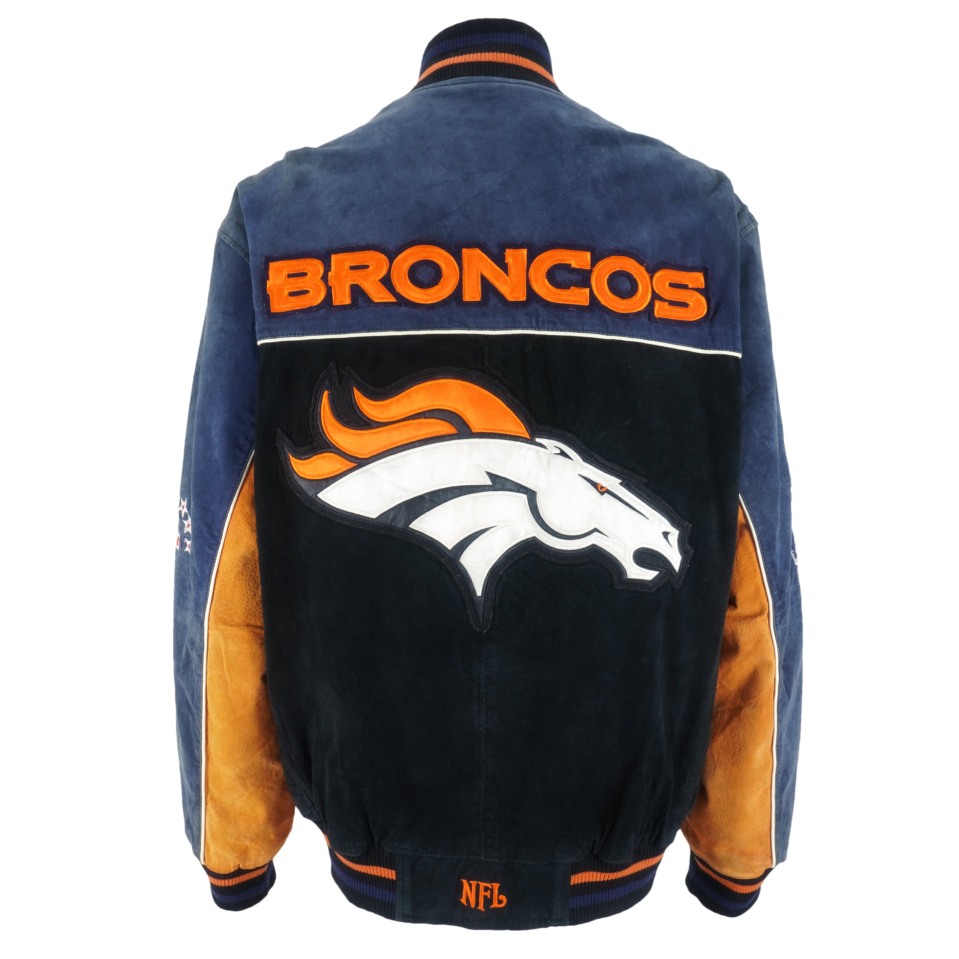 Vintage NFL - Denver Broncos Zip-Up Leather Jacket 1990s X-Large