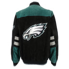 NFL - Philadelphia Eagles Zip & Button-Up Leather Jacket 1990s Large Vintage Retro Football