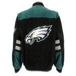 NFL - Philadelphia Eagles Zip & Button-Up Leather Jacket 1990s Large Vintage Retro Football