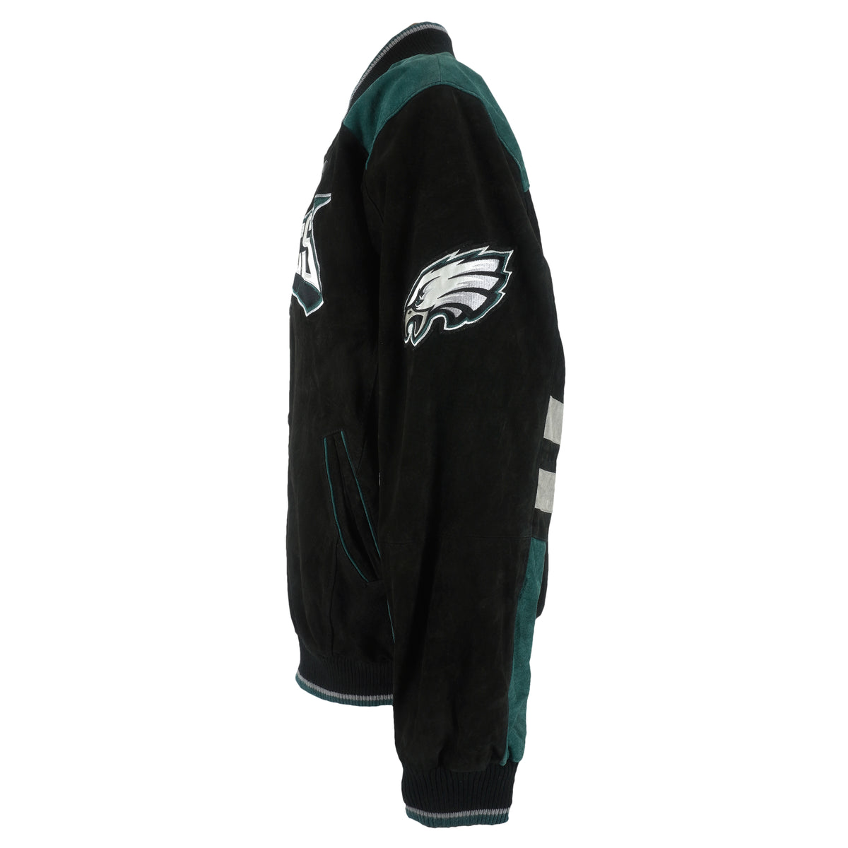 NFL - Philadelphia Eagles Zip & Button-Up Leather Jacket 1990s Large Vintage Retro Football