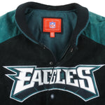 NFL - Philadelphia Eagles Zip & Button-Up Leather Jacket 1990s Large Vintage Retro Football