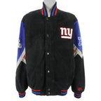 NFL - New York Giants Zip & Button-Up Leather Jacket 1990s Large Vintage Retro Football