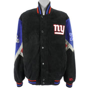 NFL - New York Giants Zip & Button-Up Leather Jacket 1990s Large Vintage Retro Football