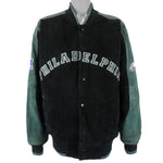 NFL - Philadelphia Eagles Button-Up Leather Jacket 1990s X-Large Vintage Retro Football