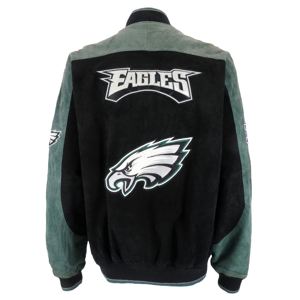 NFL - Philadelphia Eagles Button-Up Leather Jacket 1990s X-Large Vintage Retro Football