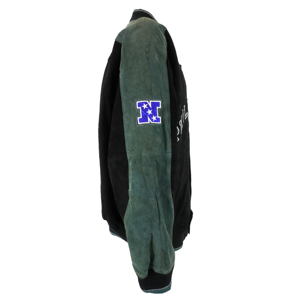 NFL - Philadelphia Eagles Button-Up Leather Jacket 1990s X-Large Vintage Retro Football
