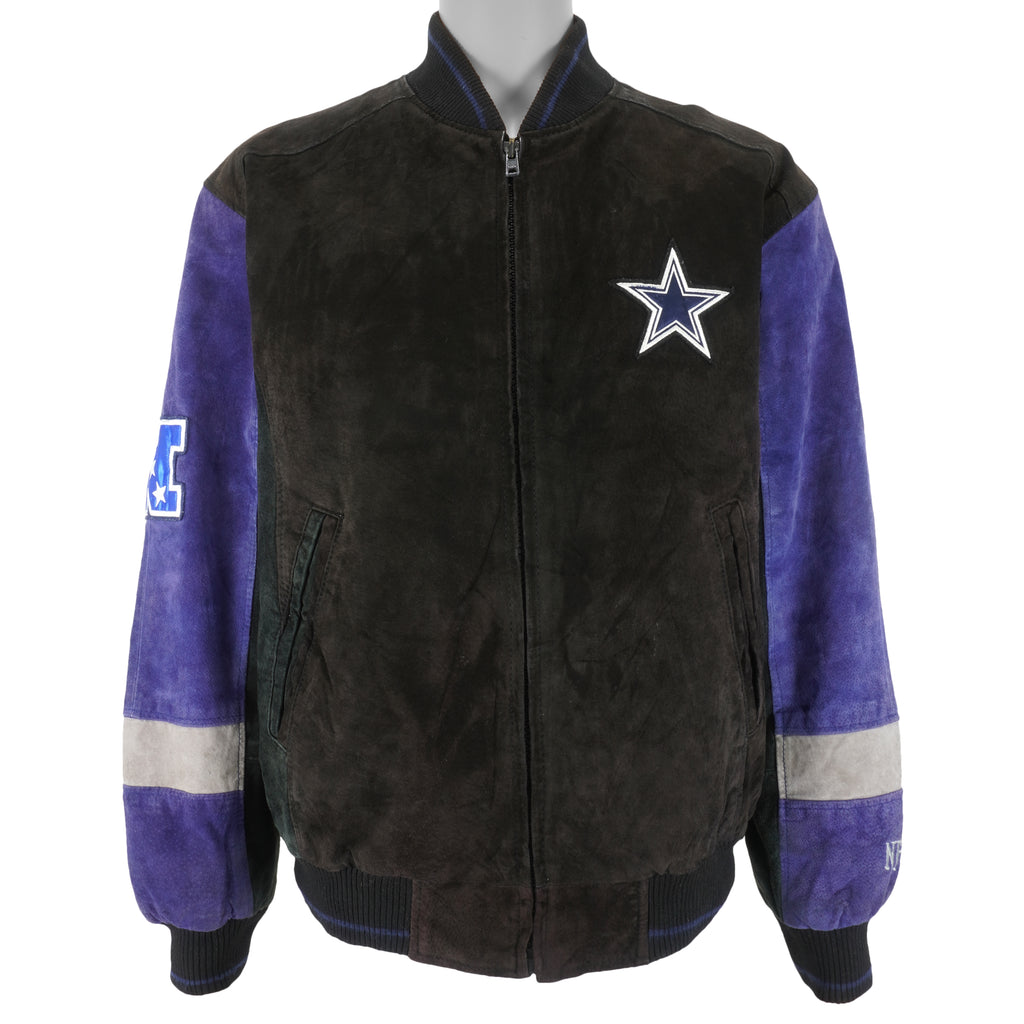 NFL - Dellas Cowboys Zip-Up Leather Jacket 1990s Medium Vintage Retro Football