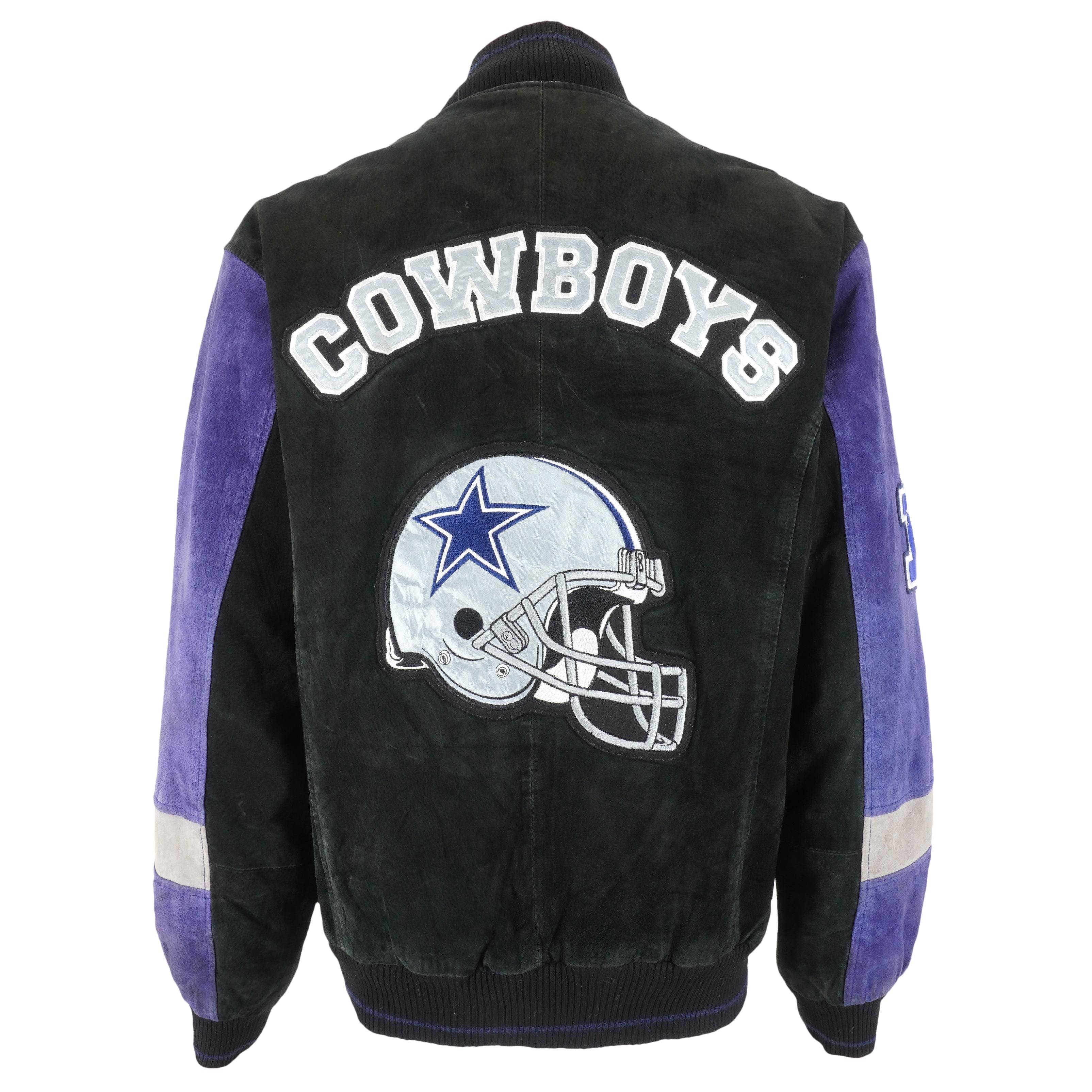 Vintage NFL Dallas Cowboys Zip Up Suede Jacket 1990 s Medium Vintage Club Clothing