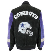 NFL - Dellas Cowboys Zip-Up Leather Jacket 1990s Medium Vintage Retro Football